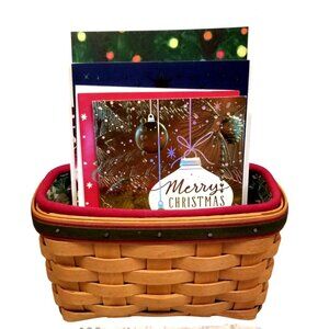 VTG 2004 Longaberger Holiday Helper Basket Combo American Holly & Plastic Liners